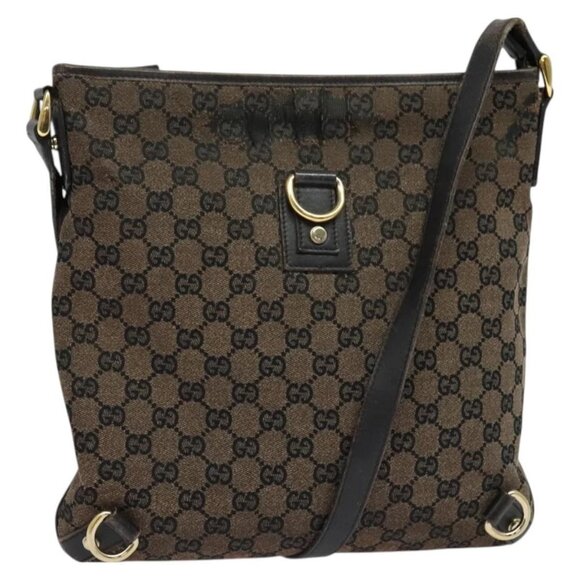 GUCCI GG Canvas Abbey Shoulder Bag Outlet Brown Gold 272400 Auth ti3133 - Picture 1 of 16